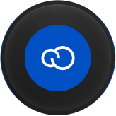 Logo de Tiendanube: dos aros entrelazados blancos sobre un círculo azul