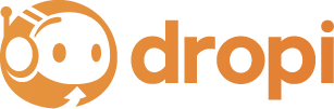 Logo de Dropi: el personaje naranja con forma de cara junto a la palabra dropi en minúsculas